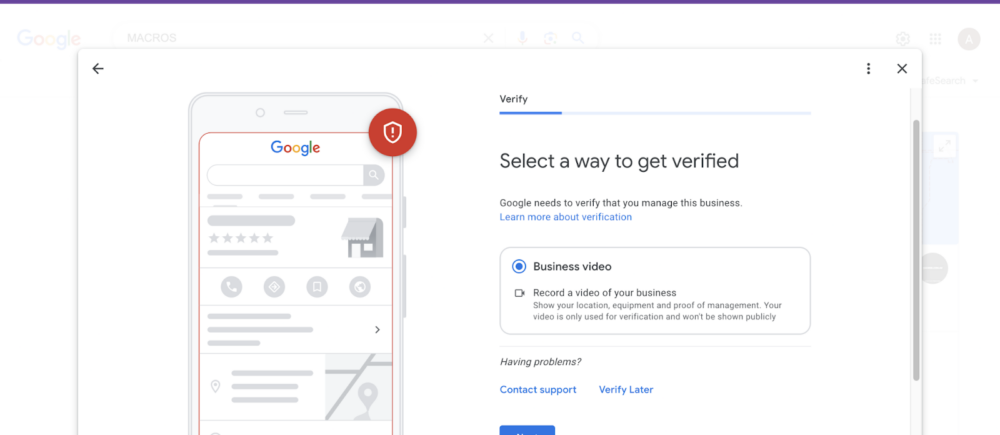 select a way to get verified
